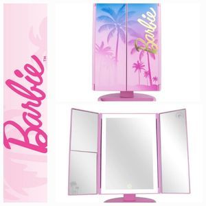 Impressions X Barbie Tri-Fold LED Tri-Tone Makeup Mirror w/Magnification